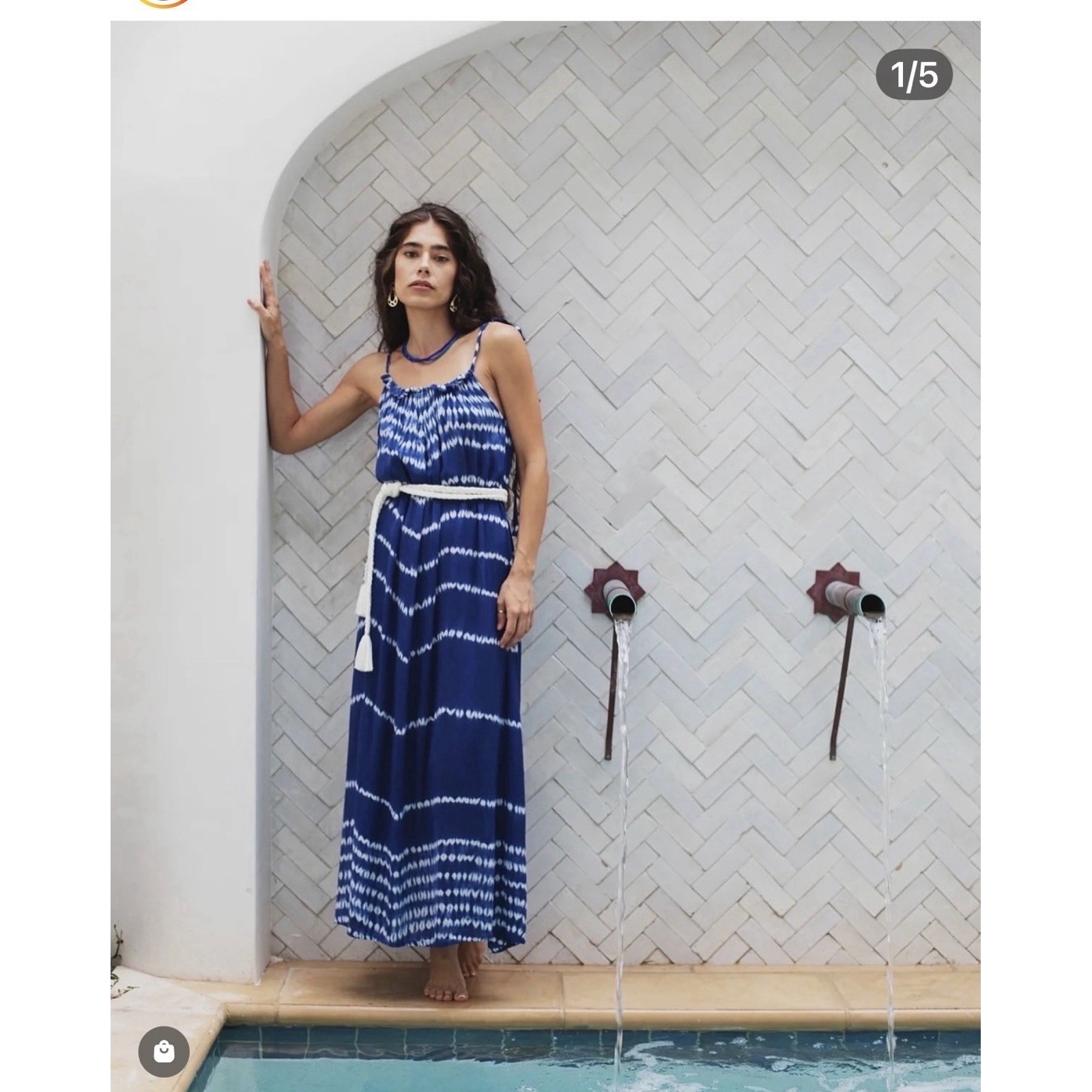 Ex Voto Blue Tie Dye Maxi Dress Xs Sundress Boho Cotton Beach Resort Iris Nwt
